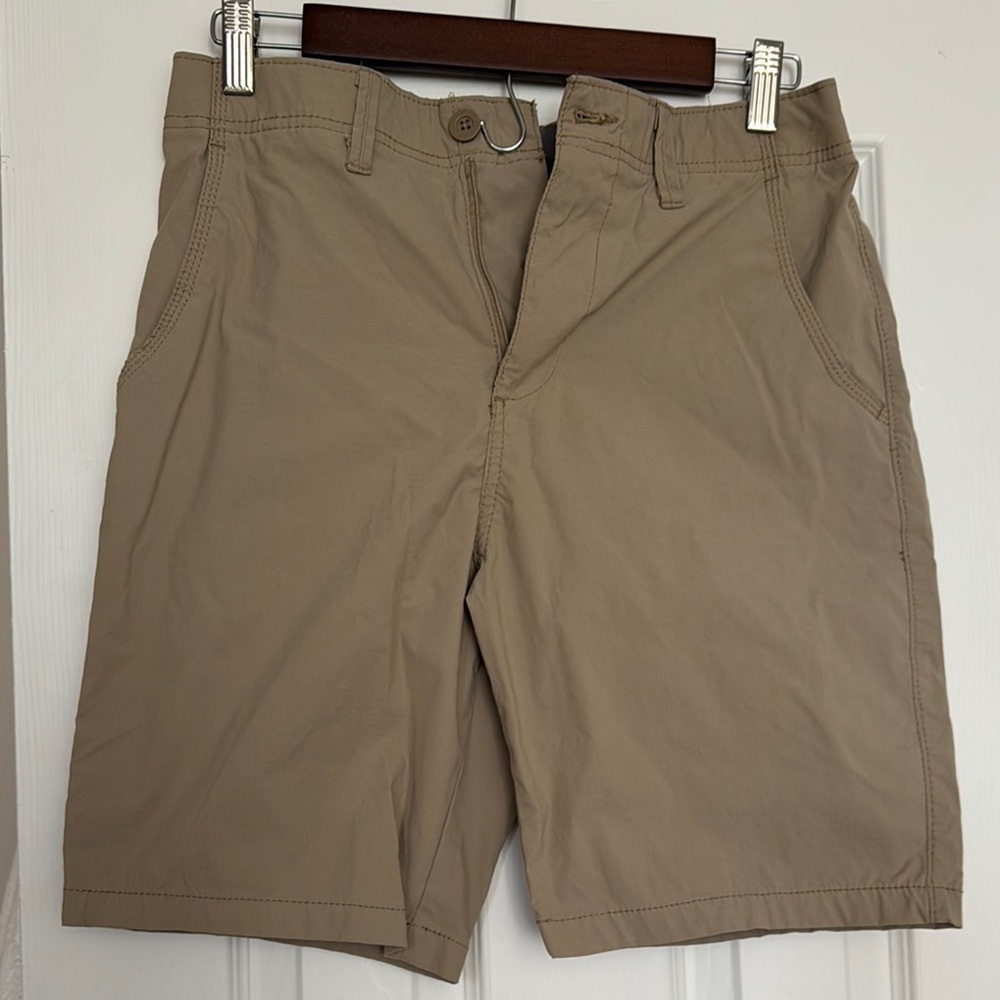 Tan Flat Front Shorts with Classic Design